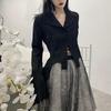 Gotic Femei Cămăși Negre Coreeană Întunecată Academică Femeie Design Neregulat Topuri Primăvară Moda Streetwear Bluză Y2K