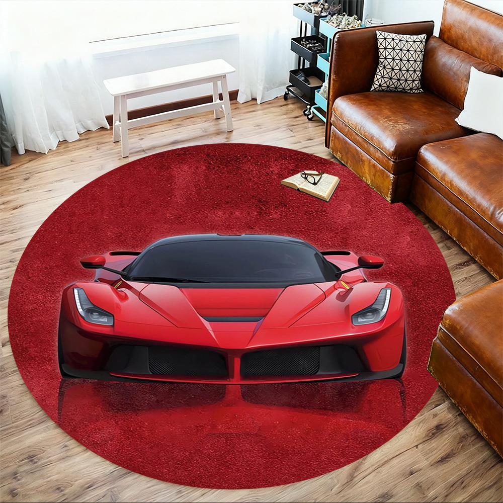 1pc SportsCar Round Chair Mat Area Rug - Non-Slip, Floor Mat for Office, Bedroom, Ideal Home Decor Christmas Gift P0811444