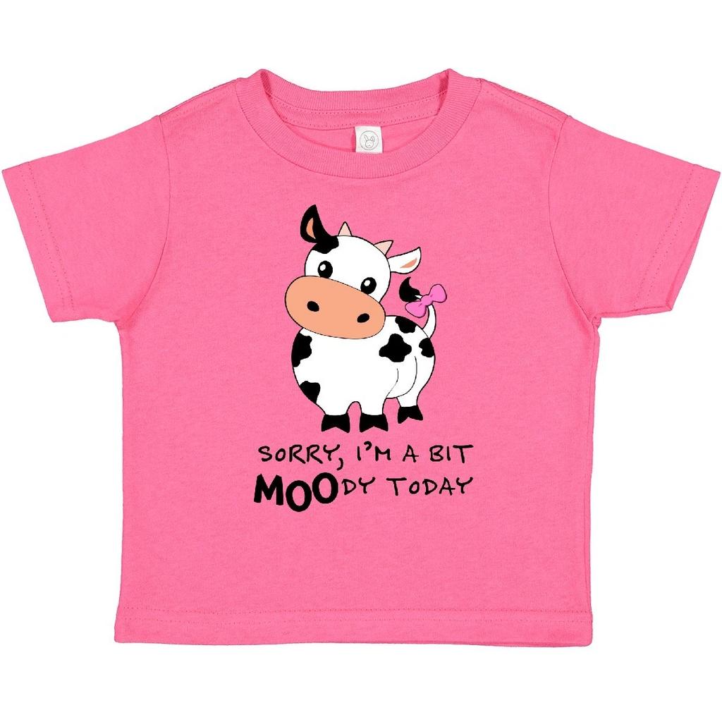Inktastic Sorry, I'm A Bit MOOdy Today Cute Cow Pun Toddler T-Shirt Farm Animals