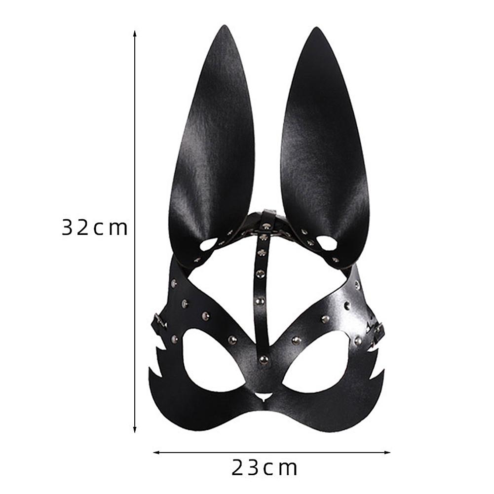 Halloween Mask For Men Women Cosplay Punk Leather Bunny Mask Prom Party Halloween Decor Festival Animal Makeup Costume Props