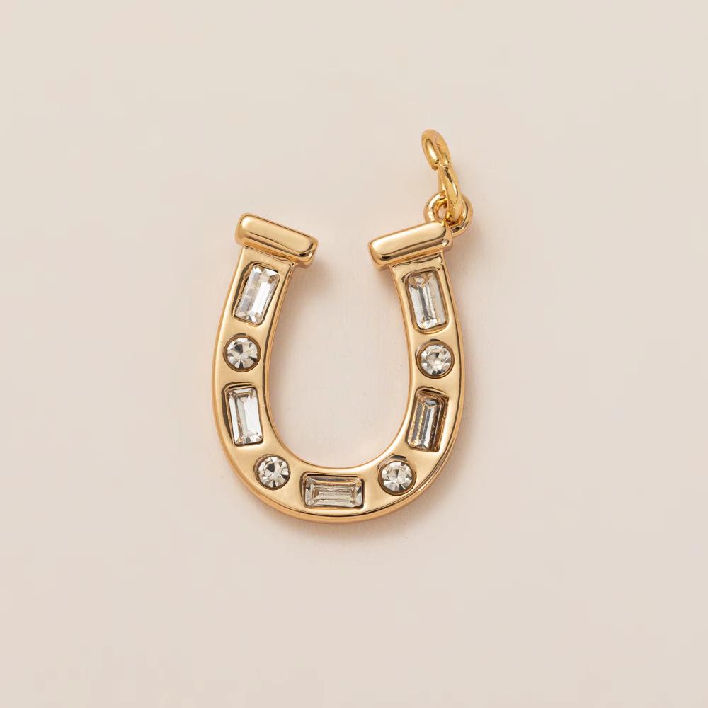 Colorful Enamel Retro Pendant with Cowboy Boots, Horseshoe, and Cross Charms in 18K Gold Copper