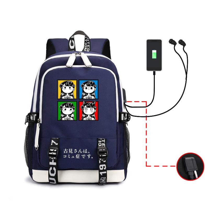 Anime, Kumi Classmate Has Communication Disorder, Cartoon Print Backpack Usb Large-Capacity Student Schoolbag