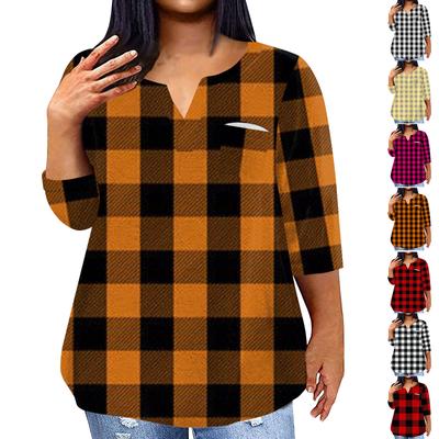 Modieuze casual driekwartmouw met V-hals voor dames, top met 4/3 mouwen
