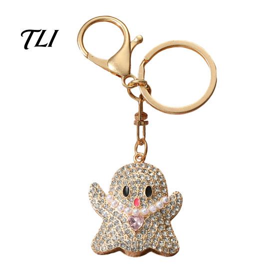 Ghost Bag Charms Halloween Rhinestone Pumpkin Keychain, Witch Hat Spider Web Cat Bling Key Ring Charm, Car for Handbags Backpacks Decoration Keychains