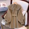 Women's French-Style Doll Collar Windbreaker: Waist-Cinched Wool Padded Coat for Late Autumn & Early Winter 2026.