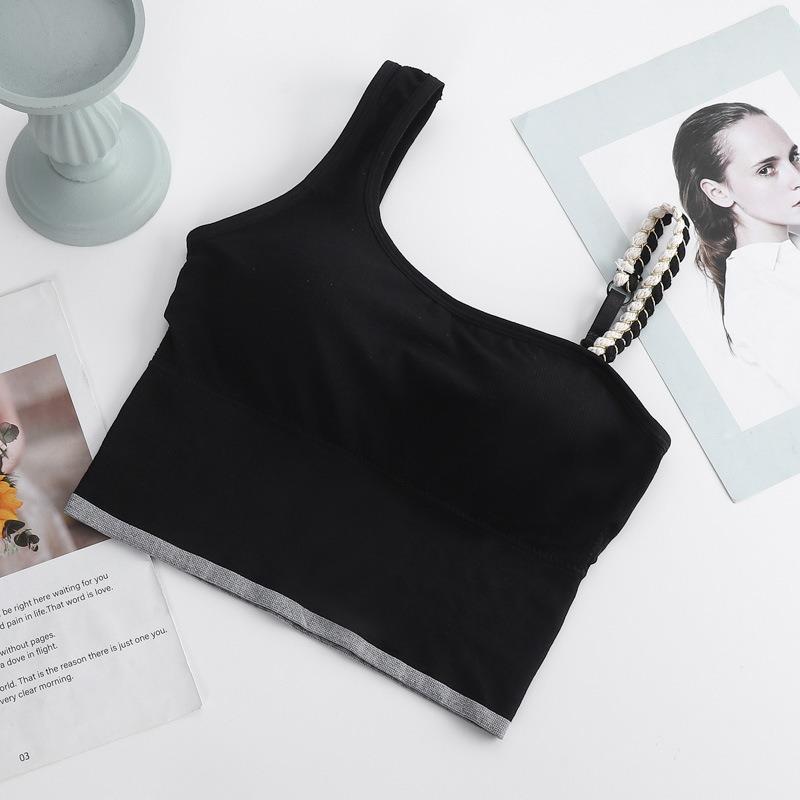 

Плетеная бретелька Spicy Girl со специальным косым плечом для женщин, носящая внутри и снаружи, тонкая рубашка с подкладкой на машине one size чёрный