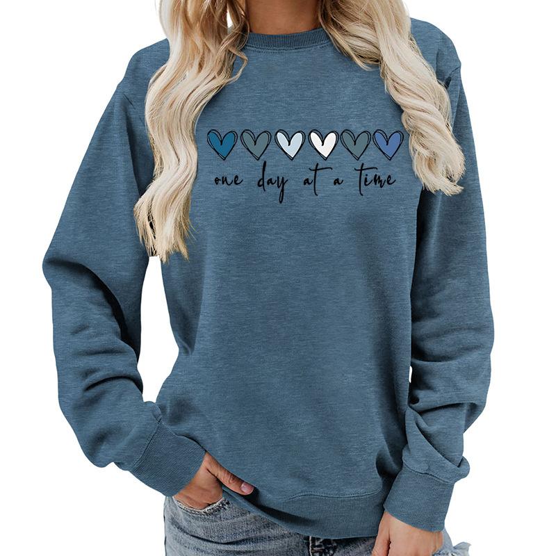Women's Crew Neck Long Sleeve Loose Fit Sweatshirts Casual Letter Print Pullover Tops