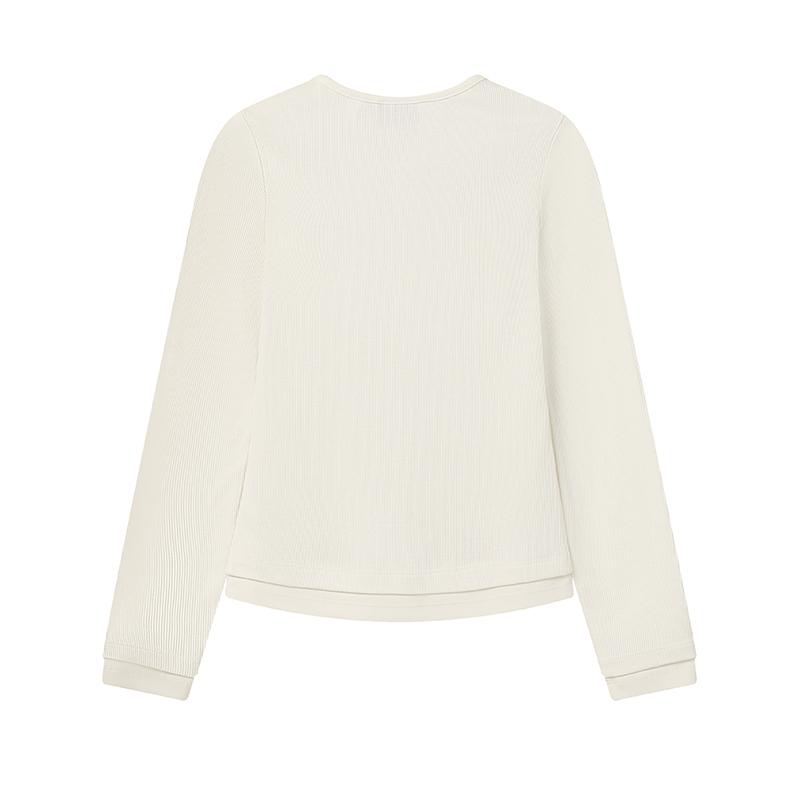 FILA Original Classic Retro Casual Sports Simple Versatile Comfortable Knitted Long Sleeve T-Shirt Women tops F11W619216FIV