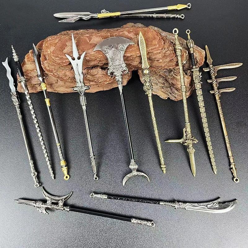 MiniKatana Cosplay Fake Sword Replica, Chinese Swords Prop, Metal Weapon Decoration, Miniature Desk Accessories, Retro Toy Knif