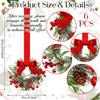 Mini Cabinet Christmas Wreath Red Bow Ribbon Tie Berry Wreath Christmas Garland Decor For Wall Mantle Kitchen Home Outdoor