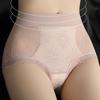 3pcs Women's Plus-Size High-Waisted Lace Tummy Control Pants Thin Sexy Breathable Abdomen-Slimming Butt Lifting Silk-Infused Triangle Panties