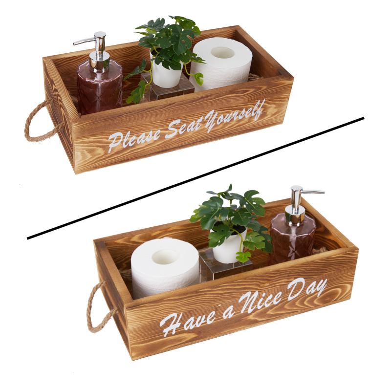 Double-sided Letter Wooden Storage  Box With Rope Household Decorative Ornaments