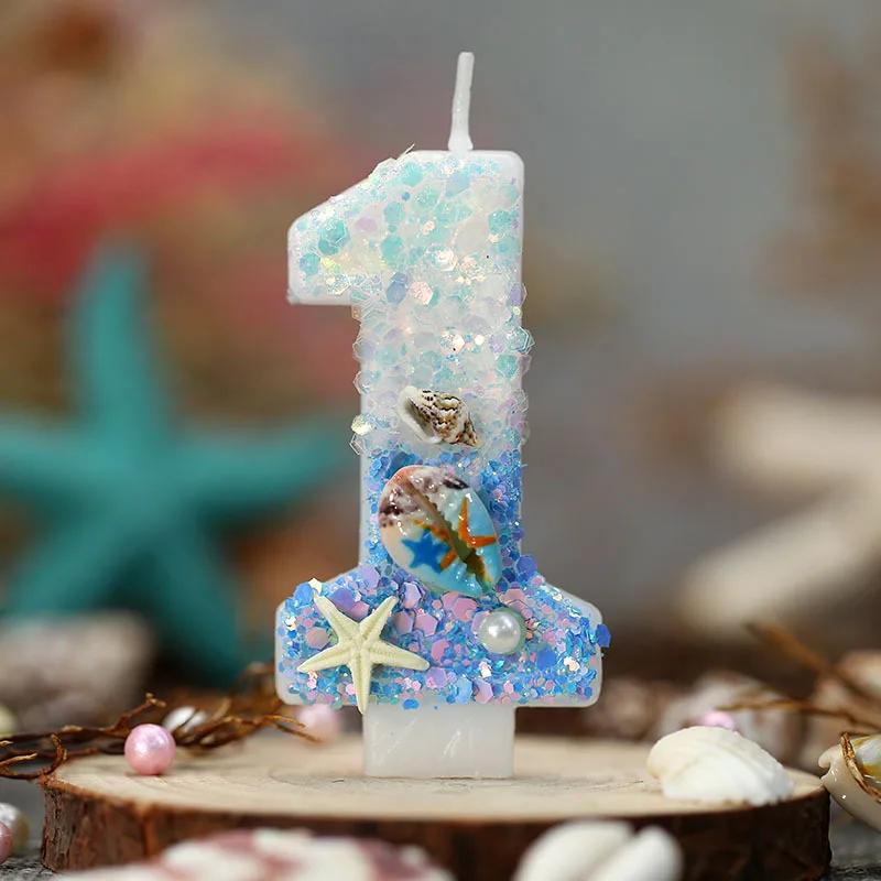 

Birthday Candle 0-9 Number Cake Candle Beach Starfish Seashells Cake Topper Number Candle for Kids Birthday Party Decoration