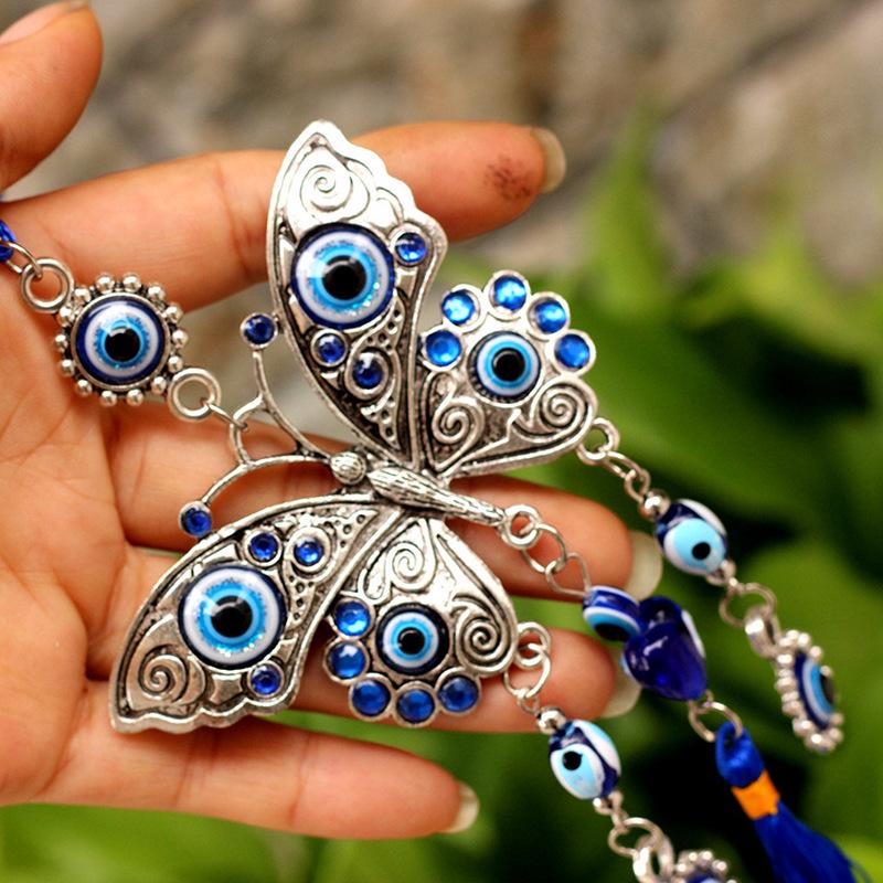Butterfly Turkish Blue Glass Amulet Wall Hanging Home Decoration Lucky