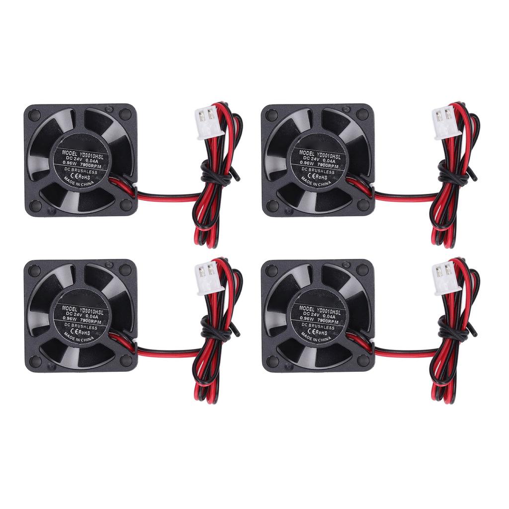 3010 DC Borstlös Fläkt 2-pin Terminal Lågt Ljud Mini DC Kylfläkt för 3D-Skrivare Extruder Hot End V6 V5 CPU 4st DC 24V