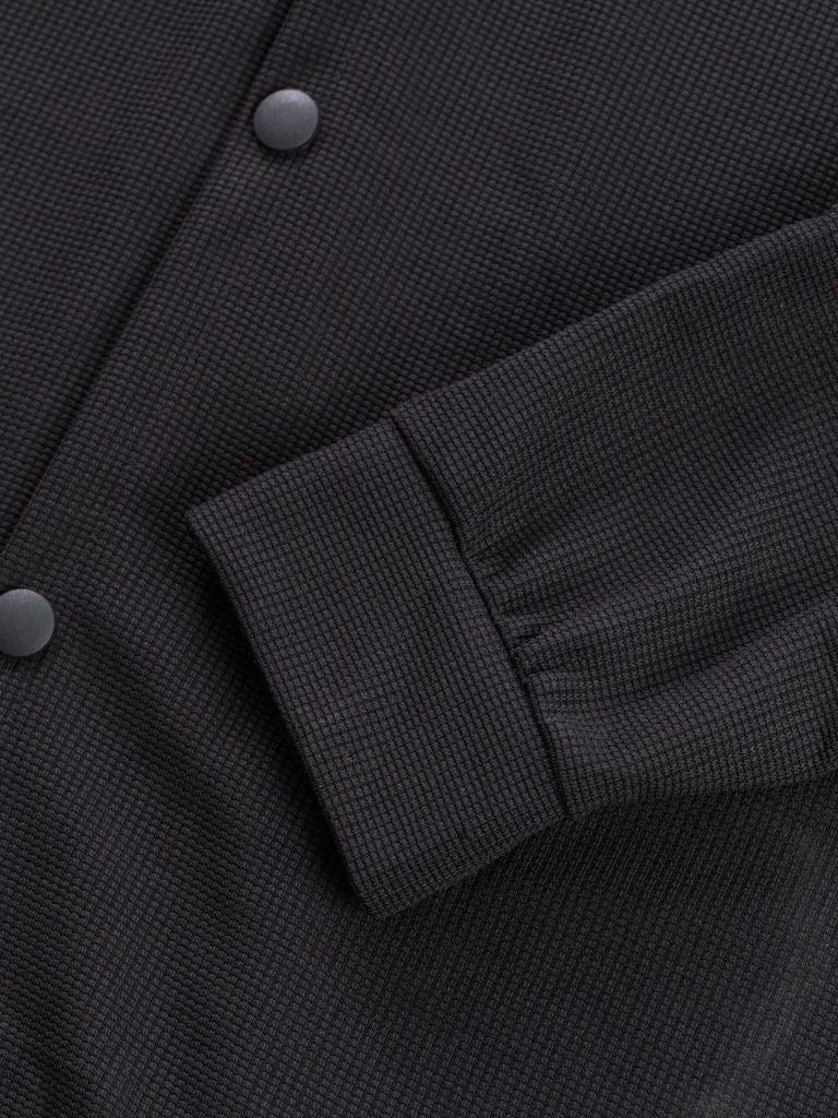 Men's Autumn Waffle Texture Solid Color Long Sleeve Jacket with Pocket
