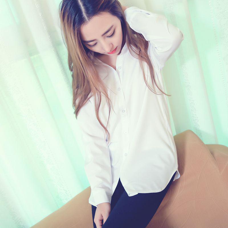 

Women s Loose Fit Korean Style White Chiffon Shirt - Spring 2019 Sunscreen Top S