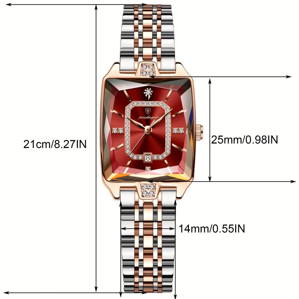 Luminous Calendar Stainless Steel Ultra-Thin Square Watch Fashion Trend Leisure Easy Korean Luxury Ladies Quartz Wristwatch