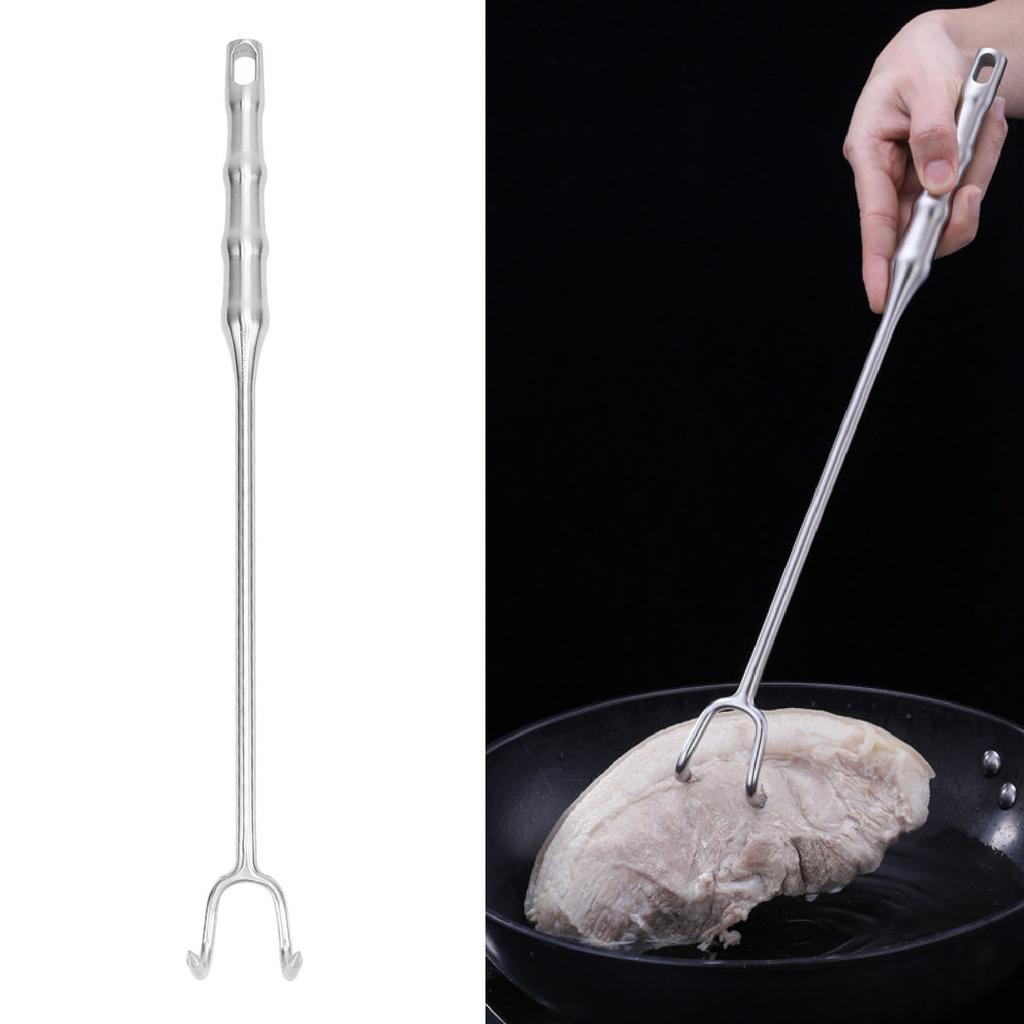 Meat Turner Hook Stainless Steel   Handle BBQ Meat Hooks Cooking Barbecue Flipper Hooks for Grilling