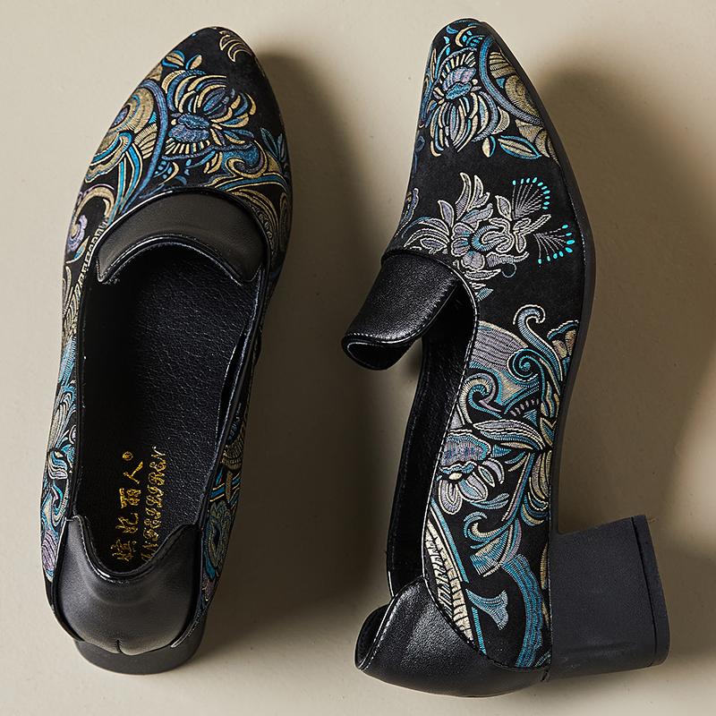 Fashion GKTINOO 2025 Spring New Ethnic Style Pointed toe High Heels Shoes Versatile Retro Genuine Leather Pumps Women's Shoes
