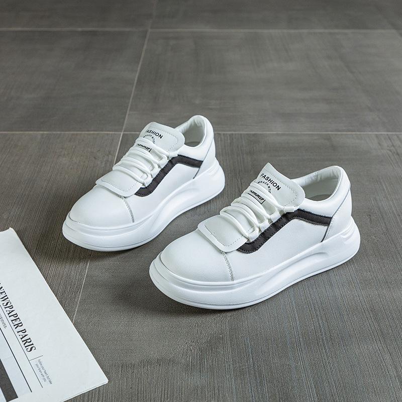 

Trendy brand classic leather little white shoes women s thick sole height increase versatile four seasons new white board shoes 35