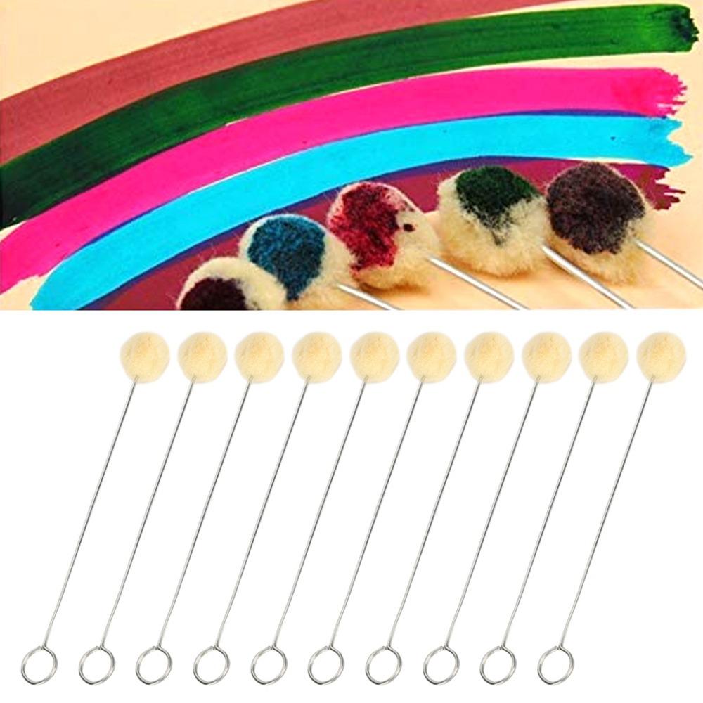 100pcs Metal Handle Wool Daubers Ball Shape Leather Dye Applicator Felt Ball Brush  Glue Application