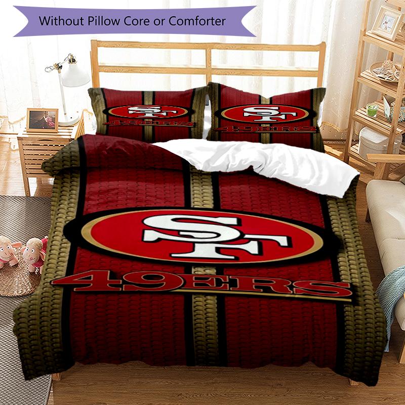 Set Biancheria da Letto Design San Francisco 49ers 1 Copripiumino + 2 Federe Morbido Traspirante Biancheria da Letto per la Casa