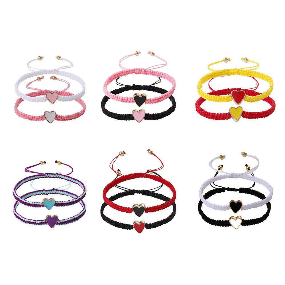 a pair of love girlfriend bracelets, couple friendship woven hand ropes, adjustable matching gift card jewelry batches
