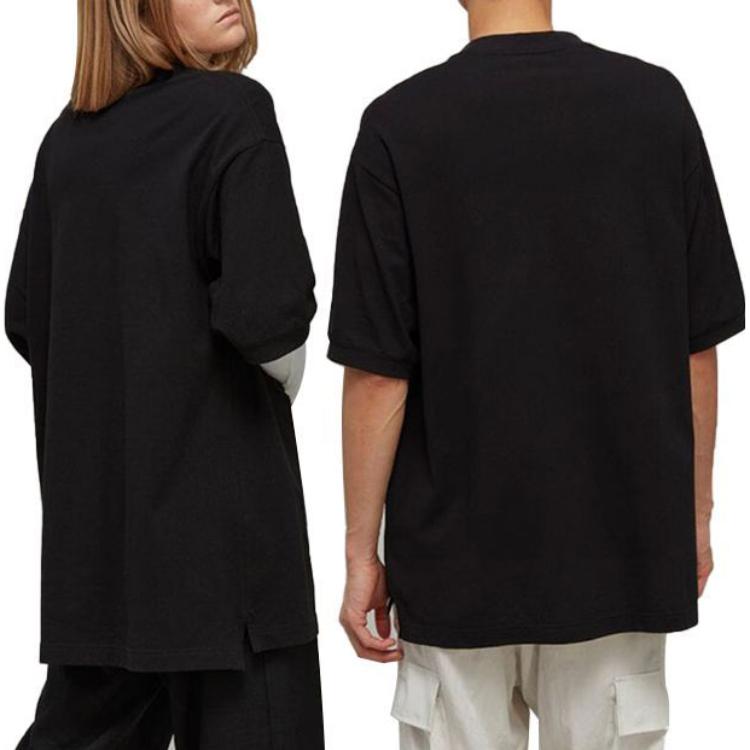 Y-3 T-shirt Uni à Poche Col Rond Manches Courtes Hauts Unisexe Noir H63083