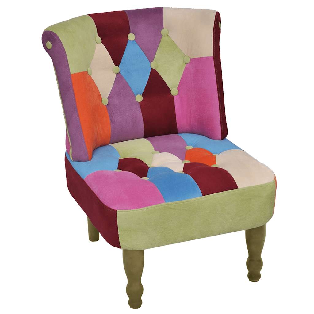 Französischer Stuhl mit Patchwork-Stoff
