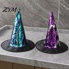 Sparkly Sequin Witch Hat Reversible Hat, Glitter Large Wizard Unique Costume Halloween Party for Cosplay, Masquerade Color Changing