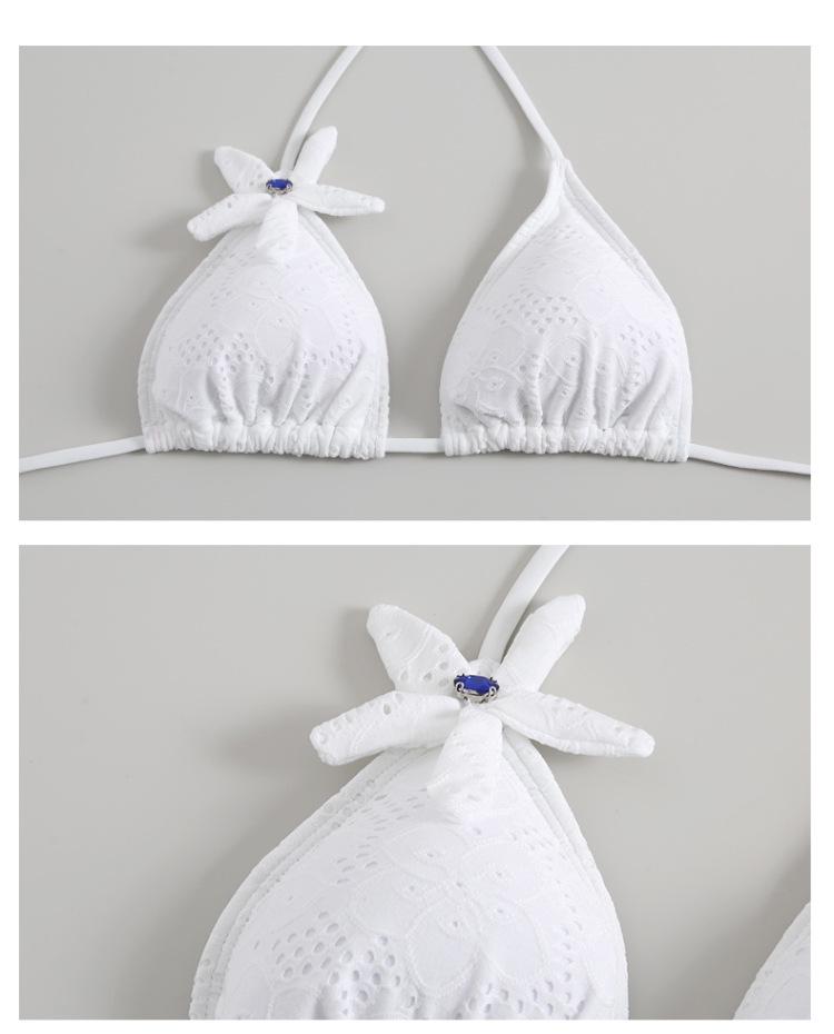 Korean-Inspired Backless White Lace Bikini: Sexy Strapless Split 3-Piece Swimsuit for Women