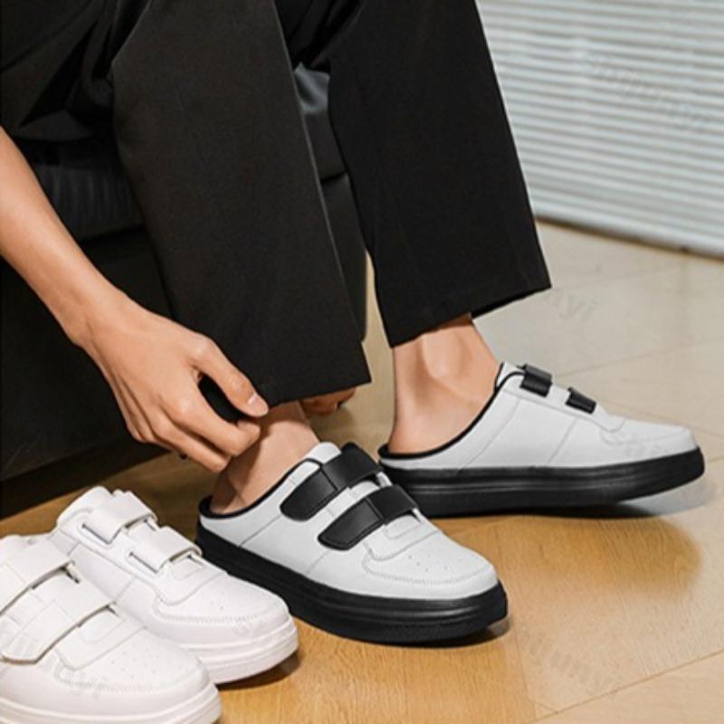 Fashion 2025 Autumn New Niche Design Men's Fashion Casual Thick Sole Half Slippers Low Top Comfortable Versatile Slip on Chunky Draggers