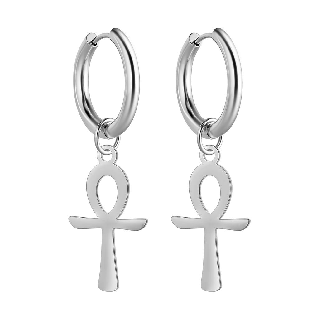 

LIKGREAT Gold Color Egyptian Ankh Drop Earring Vintage Cross Women Dangle Earrings Stainless Steel Male Punk Jewelry