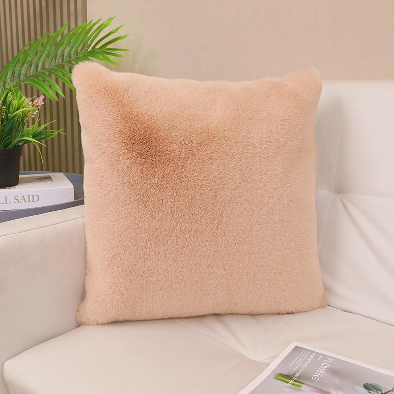 Kaninchenfell Kissen Quadratisches Kissen Wohnzimmer Sofa Plüsch Dekoration Erkerfenster Kissen Kissen Weiche Bettseite Rückenlehne Abnehmbar und Waschbar