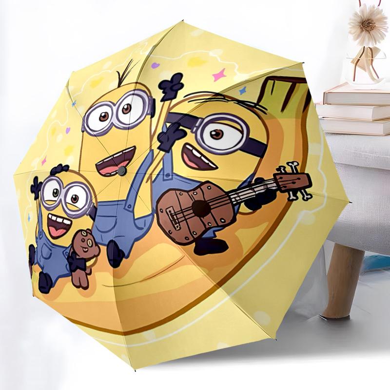 1pz Ombrello Pieghevole Automatico Apri/Chiudi Musica Minions, Struttura a 8 Stecche Antivento, Ombrello Leggero da Viaggio per Donne/Uomini,a0903203