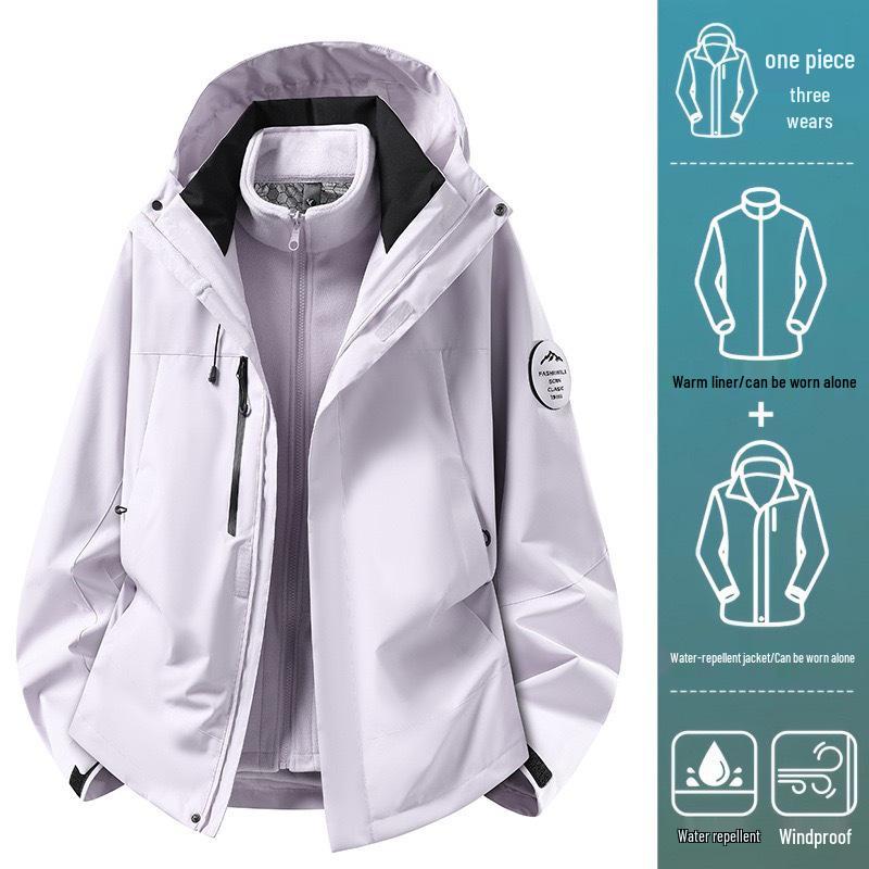 Camel Unisex 3-in-1 Mountaineering Jacket: Graphene-Lined, Windproof, Waterproof, and Warm, New Style, Two-Piece Set.