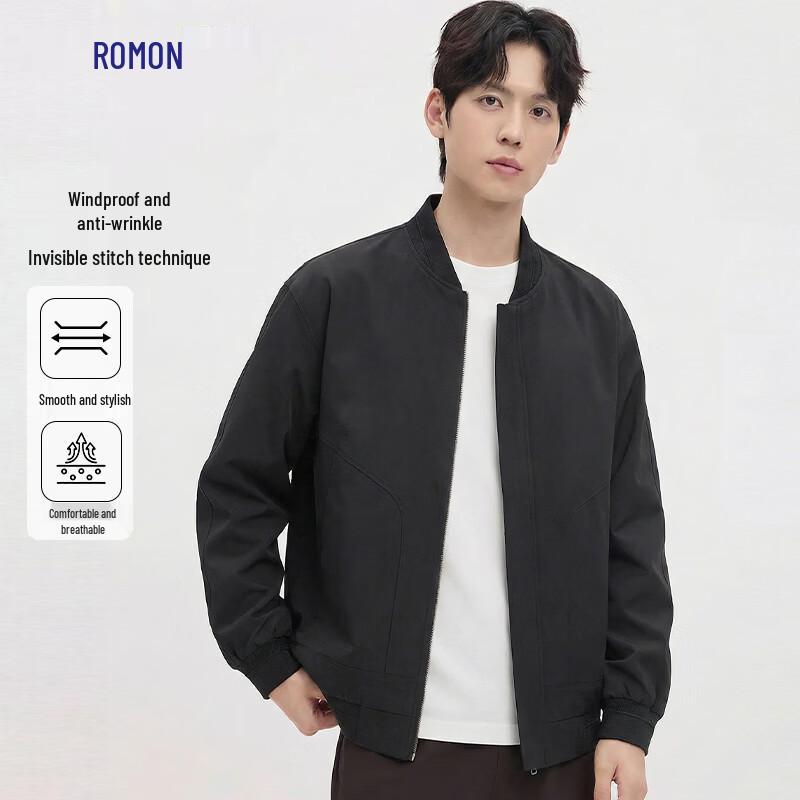 Romon Men s Anti-Wrinkle Baseball Collar Jacket M