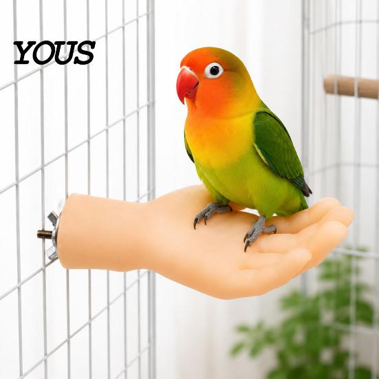 Cockatiel Resting Platform Hand-Shaped Parrot Perch, Realistic Hand Stand with Screw Fastener, Bird Training Perch for Birds Cage Budgie