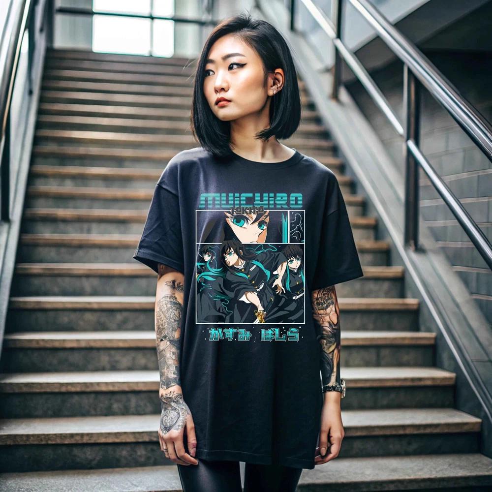 Anime Muichiro Tokito Tshirt Kimetsu No Yaiba Demon Slayer Black Tshirt 2 S