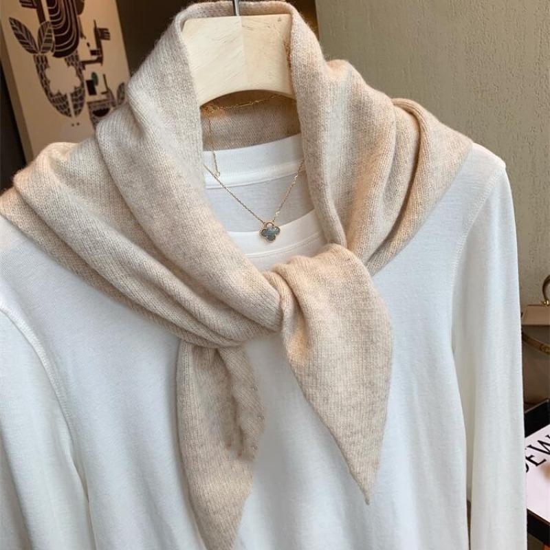 Women S 100 Australian Wool Triangle Scarf Spring Solid Color Versatile Shawl