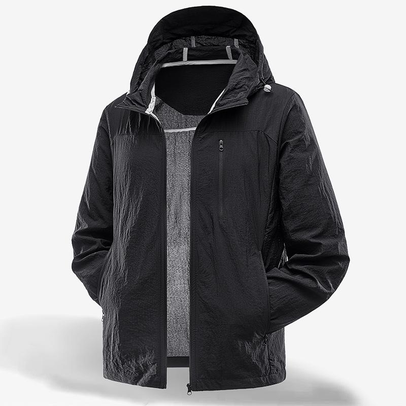 

2025 Унисекс Свободная куртка с капюшоном для защиты от УФ-лучей для активного отдыха XXL чёрный