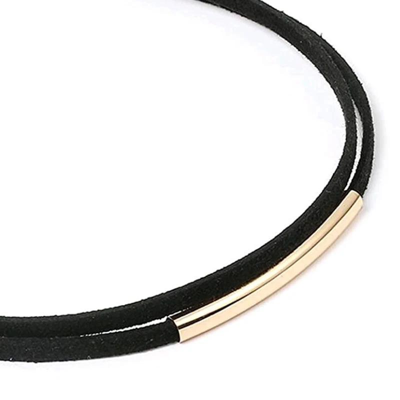 Simple Boho Double Layer Choker Necklaces Adjustable Black Velvet Choker Necklace for Women and Teens Girls