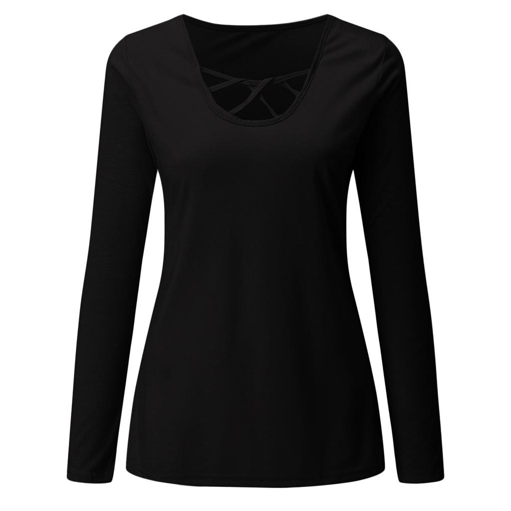 Women's Ladies Casual V-Neck Long Sleeve Slim Fit Pullover Color Women's T-Shirt Top