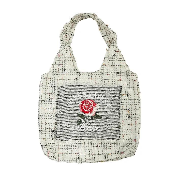 GT Rose Tweed Totebag White