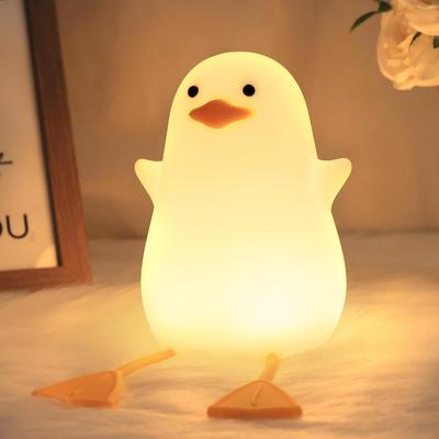 Lampe Canard Mignon en Silicone Veilleuse d'Ambiance Rechargeable par USB Chambre à Coucher Lumière Douce Lampe de Chevet pour Dormir Compagnon de Sommeil Cadeau