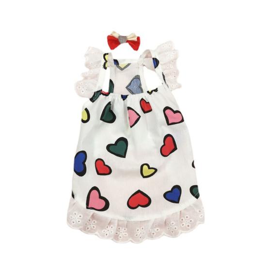 Šaty pro domácí mazlíčky Měkká krajka Módní potisk Pohodlné tenké rekvizitové šaty pro psy Bavlněné šaty s čelenkou Letní nabídka