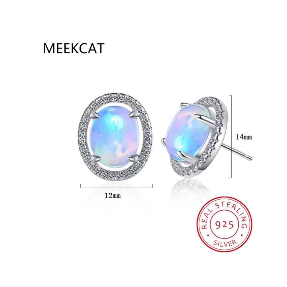 Oval Natural Opal Stone Stud Earrings For Women 925 Sterling Silver Vintage Femme Gemstone Fine Jewelry Brincos de Prata