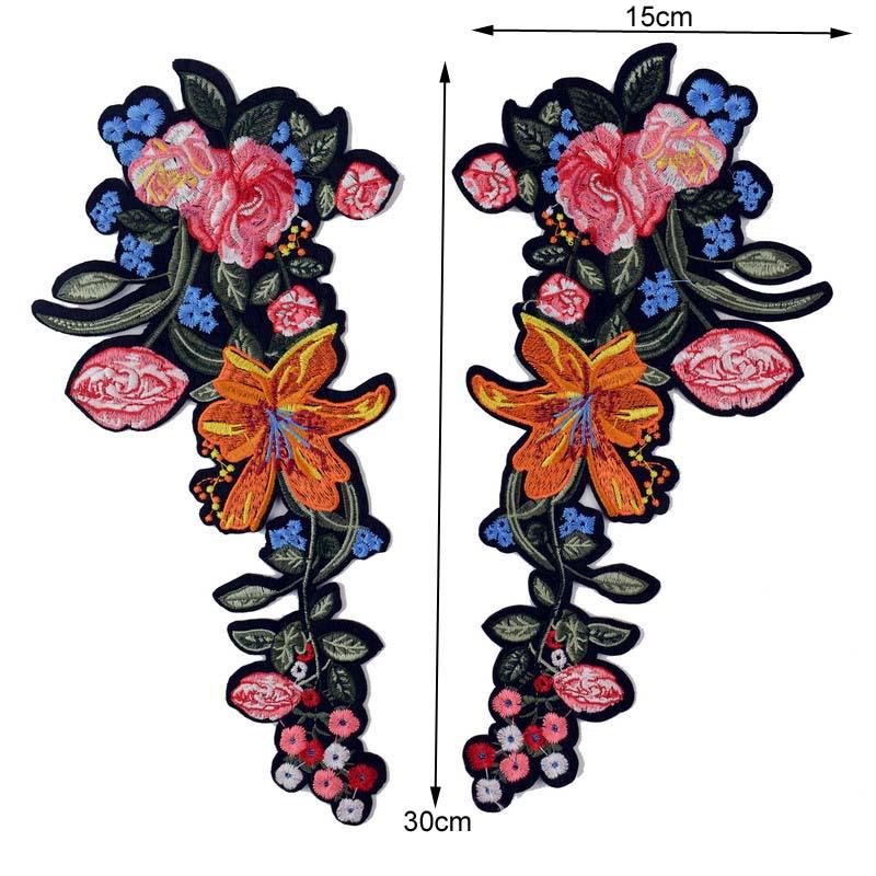 1 Pair Rose Flower Applique Embroidery Patch For Clothing Evening Party Dress Appliques Sewing Patches