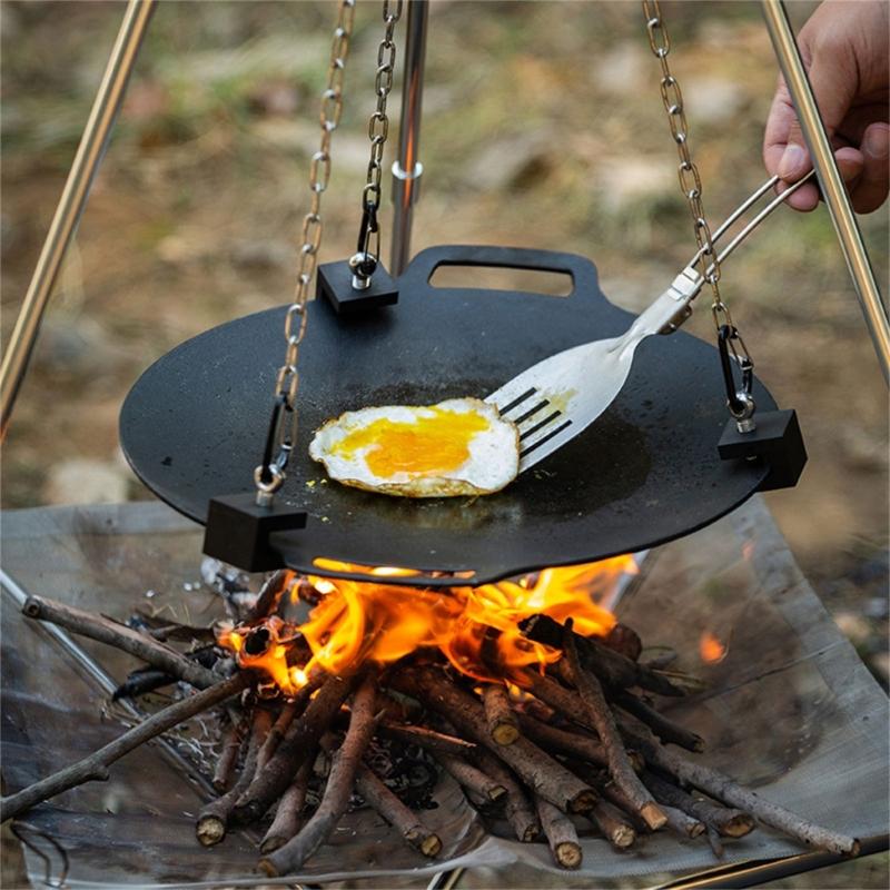 Leicht zu tragender Kochständer Barbecue-Tablett-Halter Benutzerfreundliche Grills Pfannenhalterung Praktische Outdoor-Camping-Ausrüstung